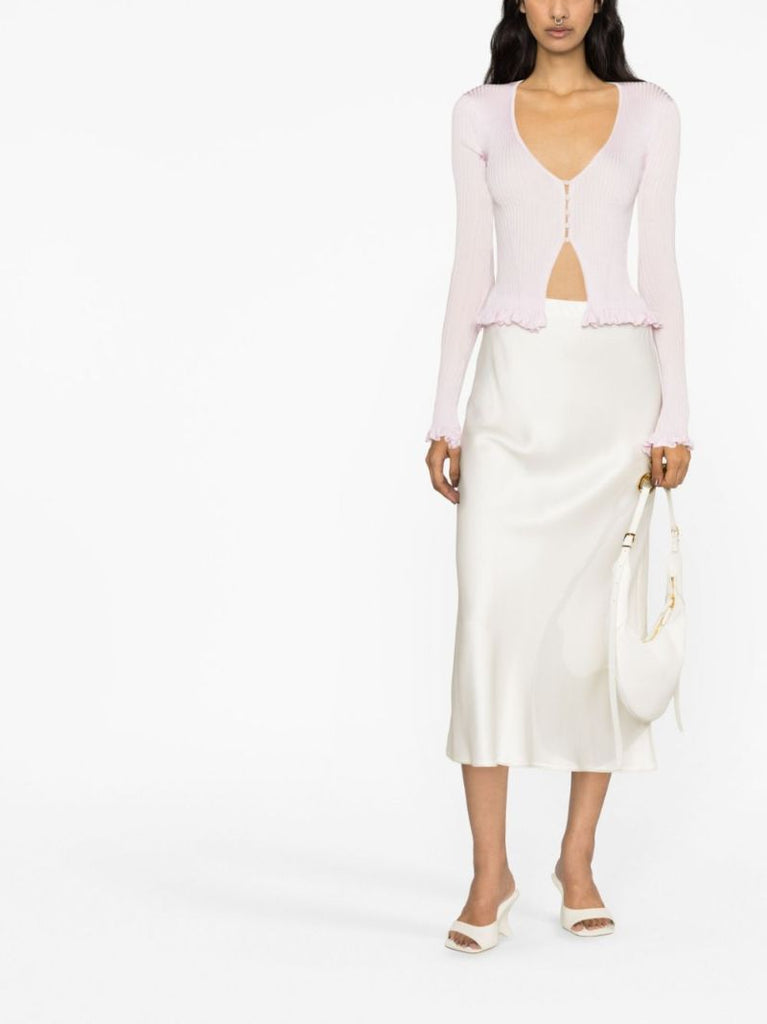Pink Zinnia Ribbed Silk Cardigan