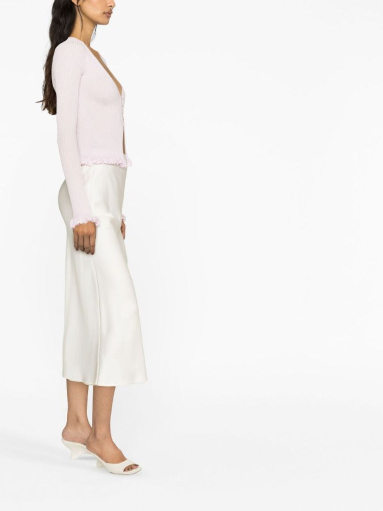 Pink Zinnia Ribbed Silk Cardigan