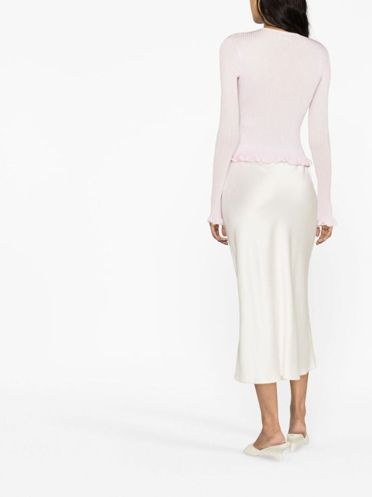Pink Zinnia Ribbed Silk Cardigan