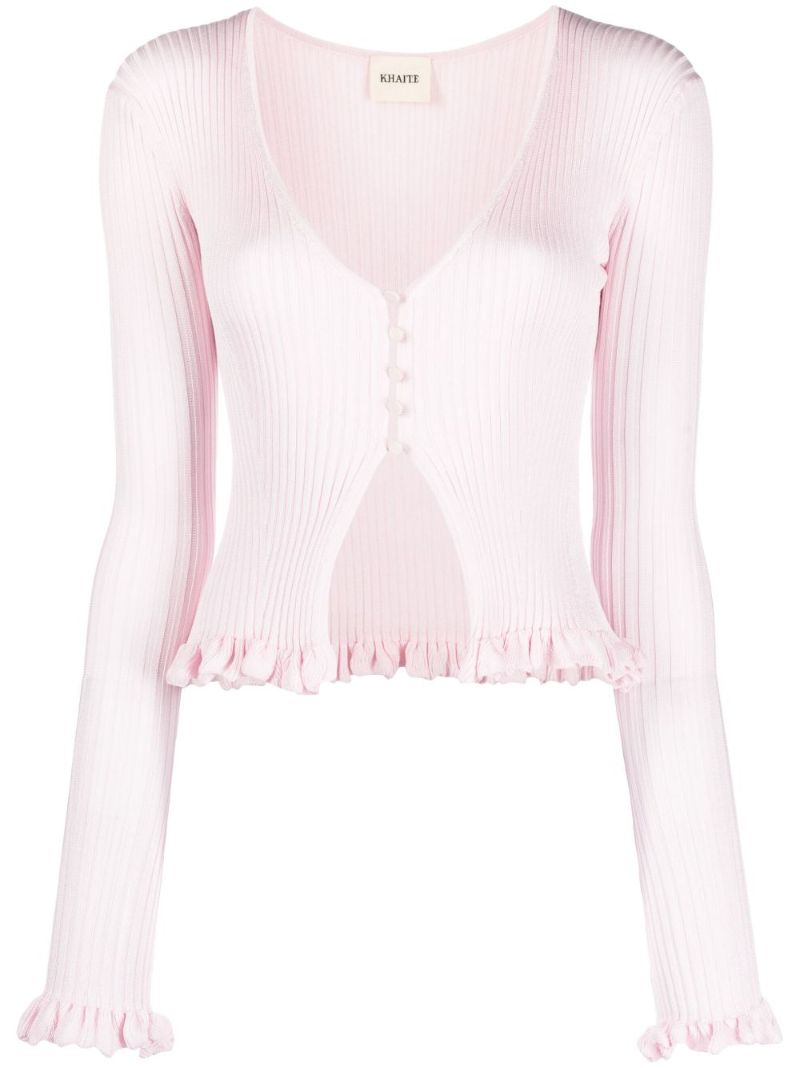 Pink Zinnia Ribbed Silk Cardigan
