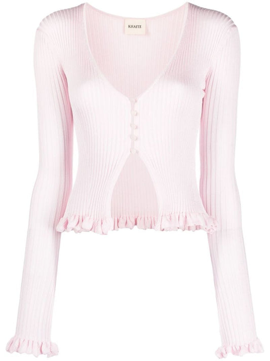 Pink Zinnia Ribbed Silk Cardigan