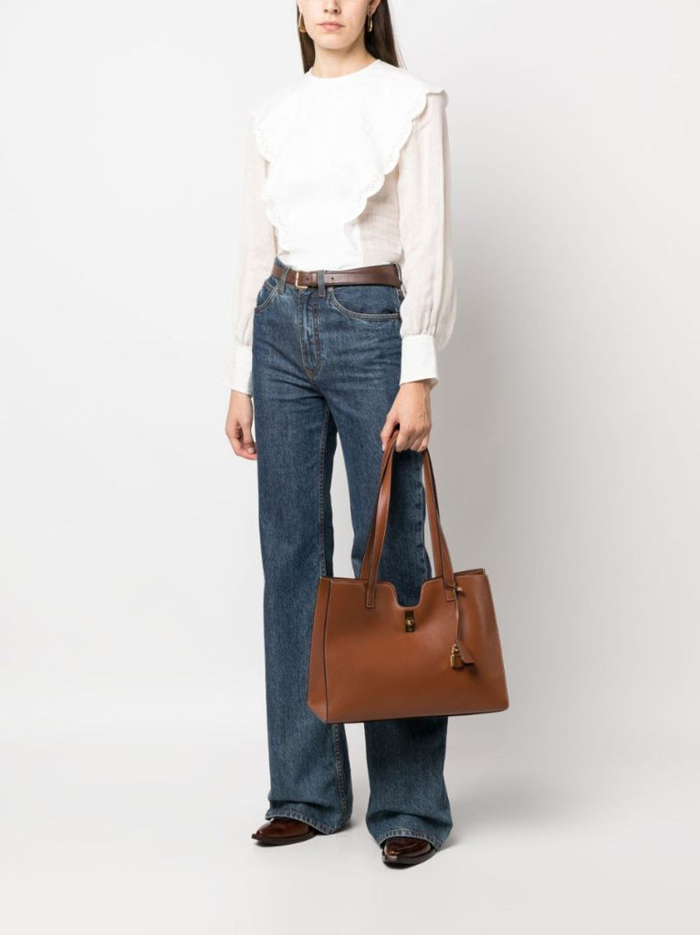Brown Cabas 16 Leather Tote Bag