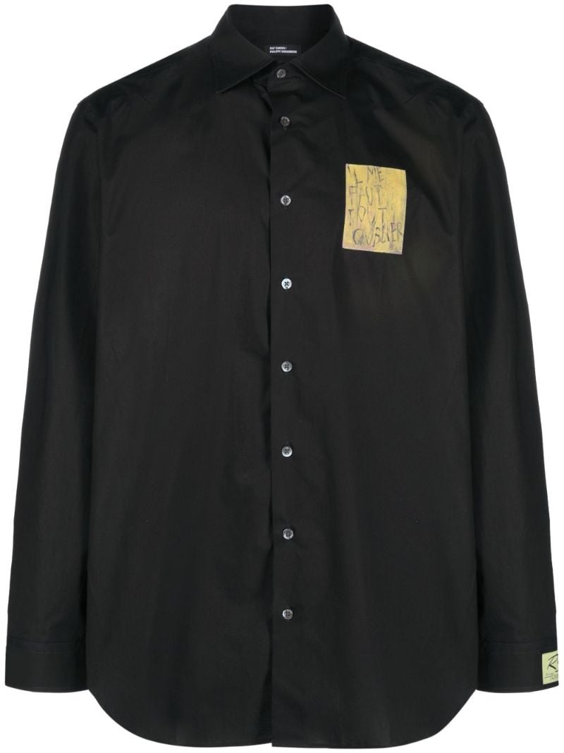 X Philippe Vandenberg Black Artwork Patch Shirt