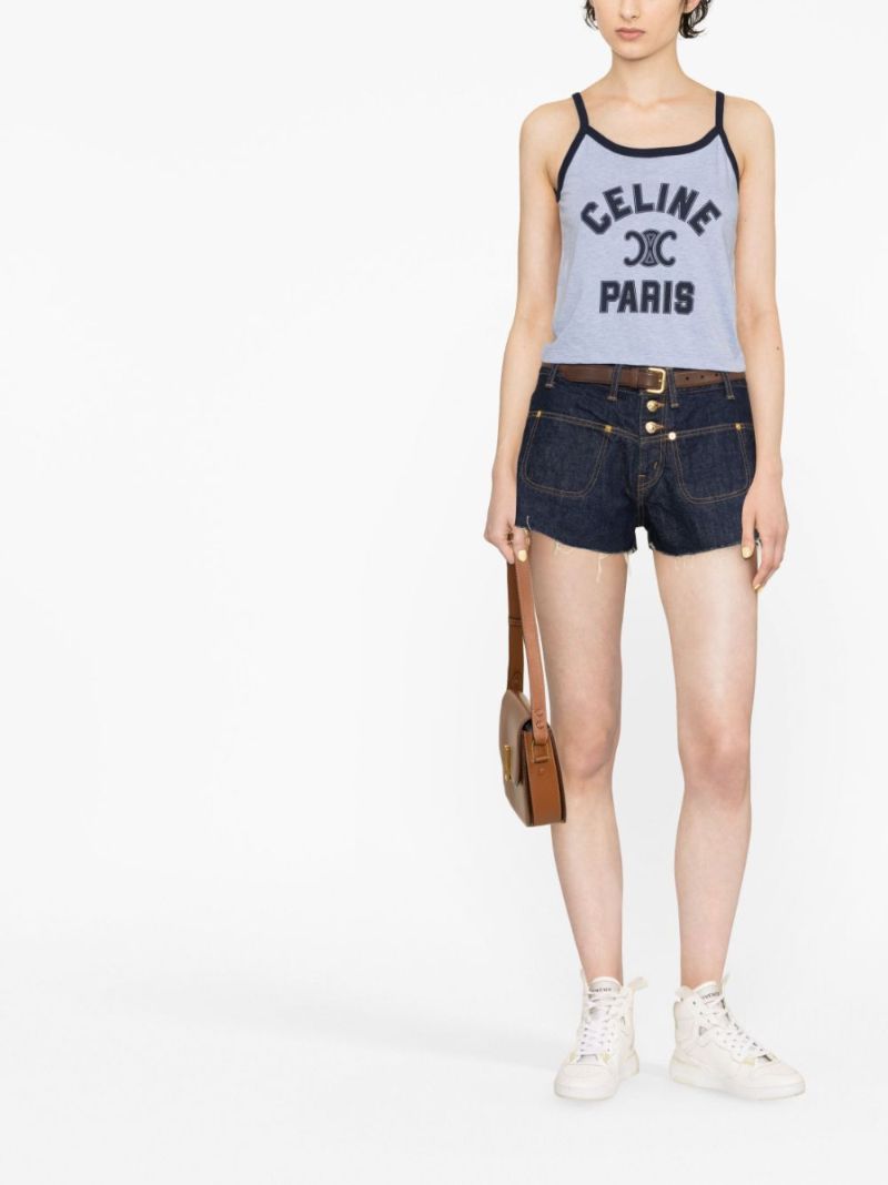 Blue Mid-rise Denim Shorts