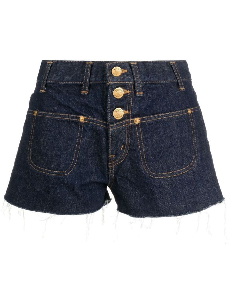 Blue Mid-rise Denim Shorts