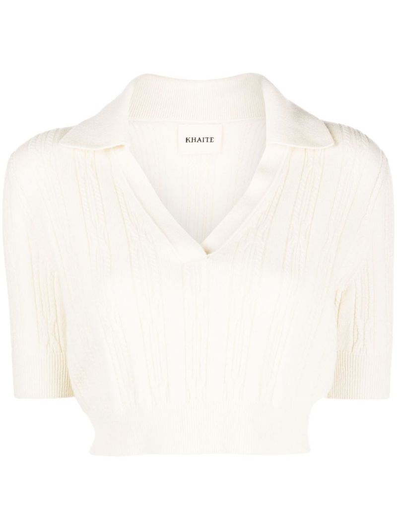 Neutral Lylith Cropped Cable-knit Cashmere Sweater