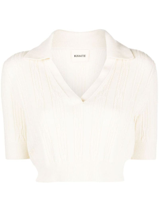 Neutral Lylith Cropped Cable-knit Cashmere Sweater
