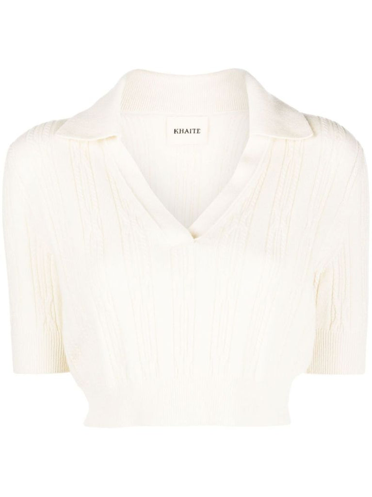 Neutral Lylith Cropped Cable-knit Cashmere Sweater