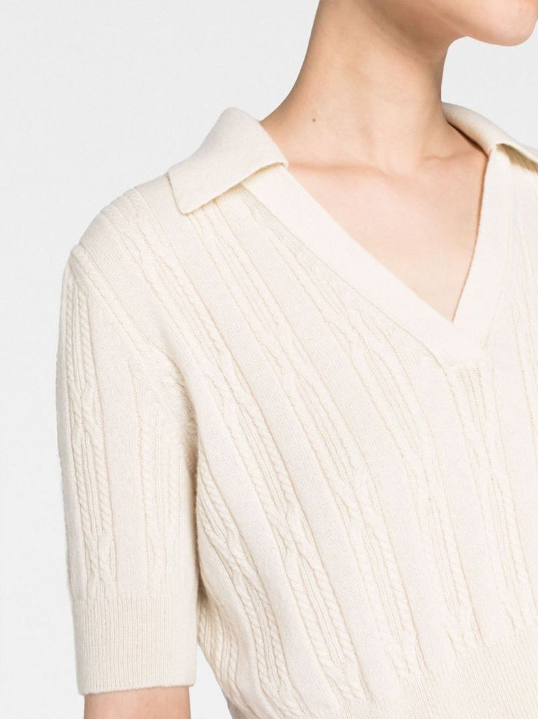 Neutral Lylith Cropped Cable-knit Cashmere Sweater