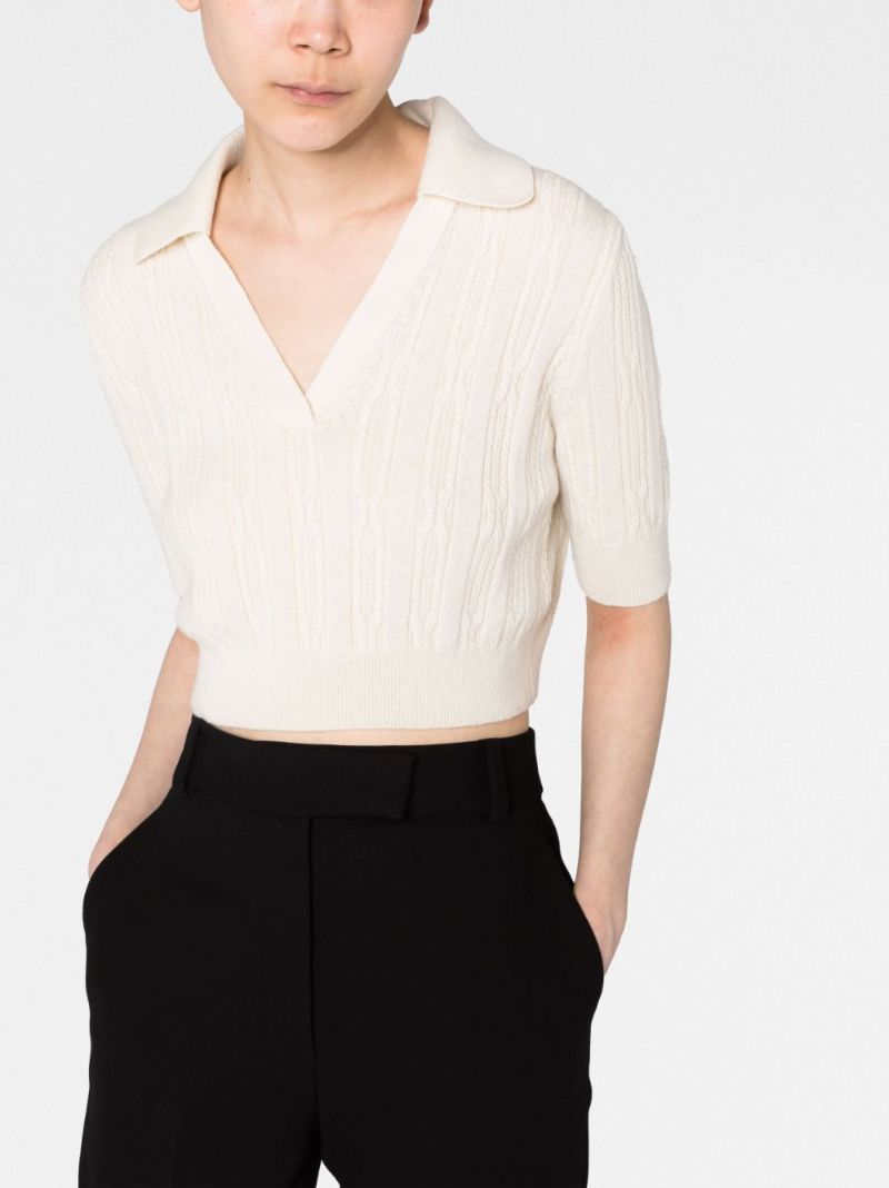 Neutral Lylith Cropped Cable-knit Cashmere Sweater