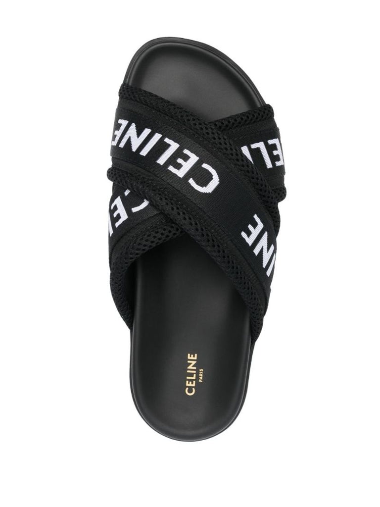Black Logo Strap Platform Sandals