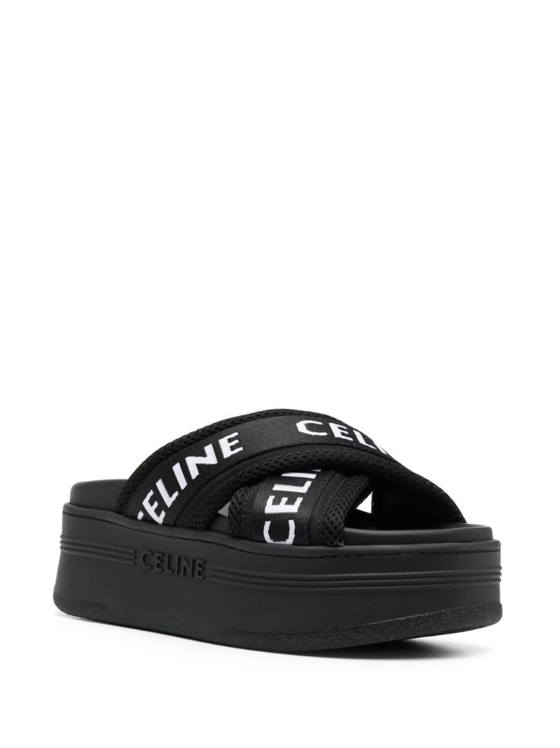 Black Logo Strap Platform Sandals