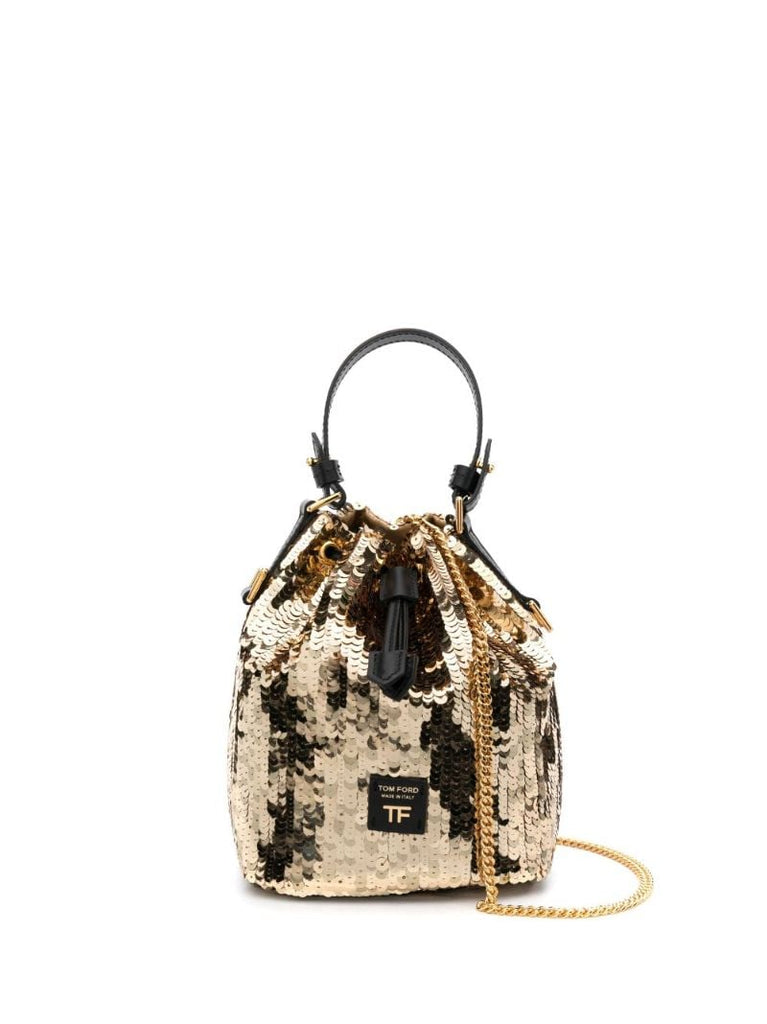 Gold-tone Disco Sequin Bucket Bag