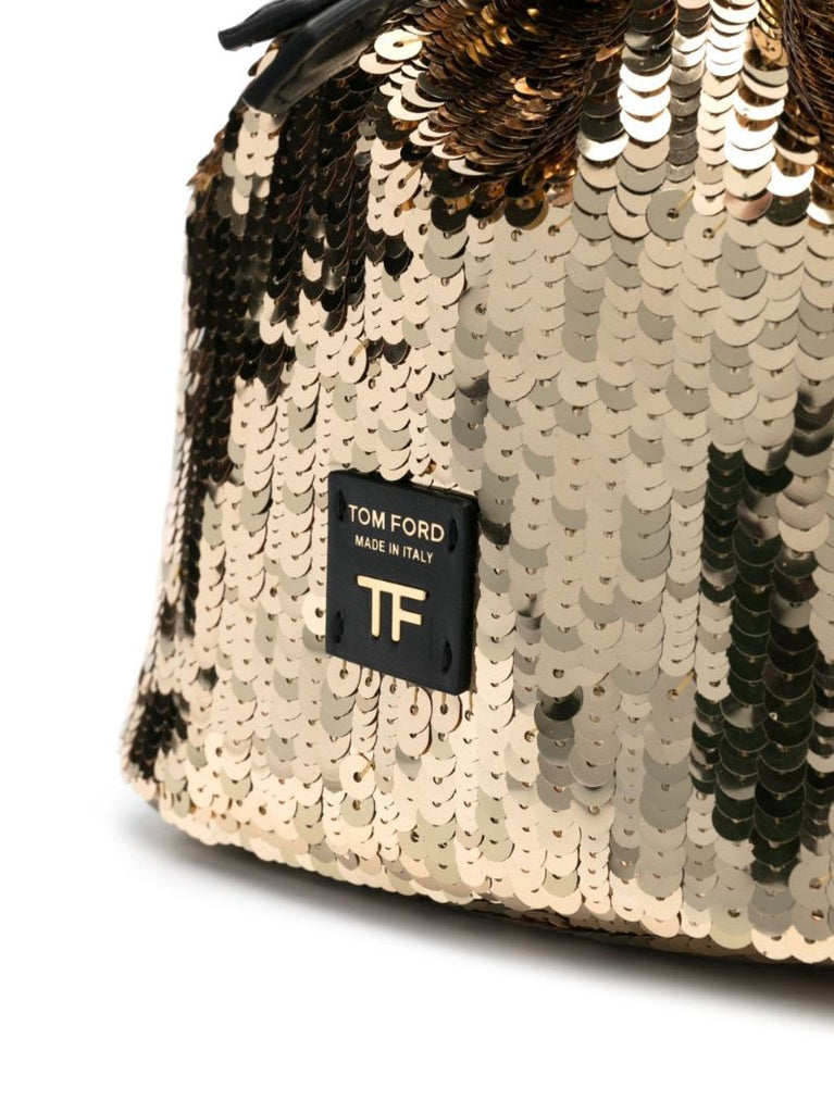 Gold-tone Disco Sequin Bucket Bag