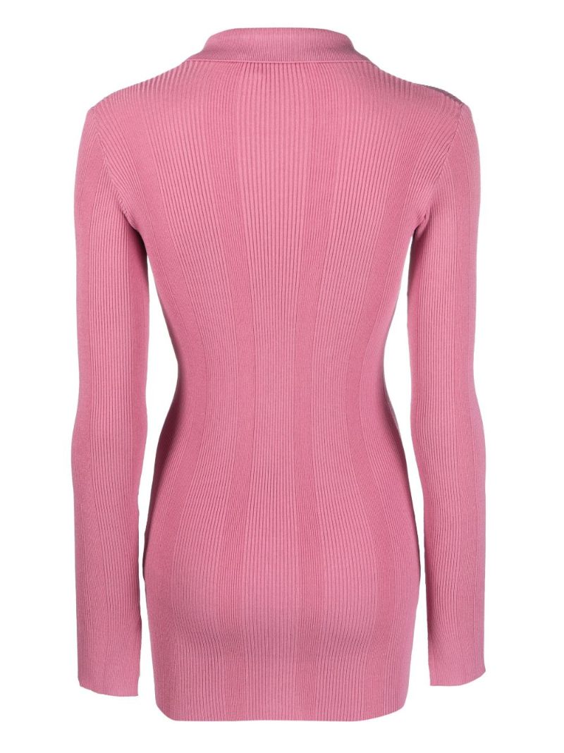 Pink Kulia Ribbed-knit Cardigan