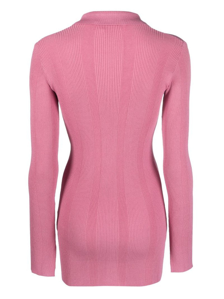 Pink Kulia Ribbed-knit Cardigan