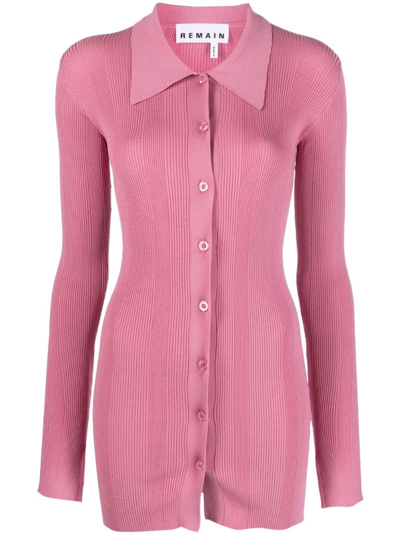 Pink Kulia Ribbed-knit Cardigan