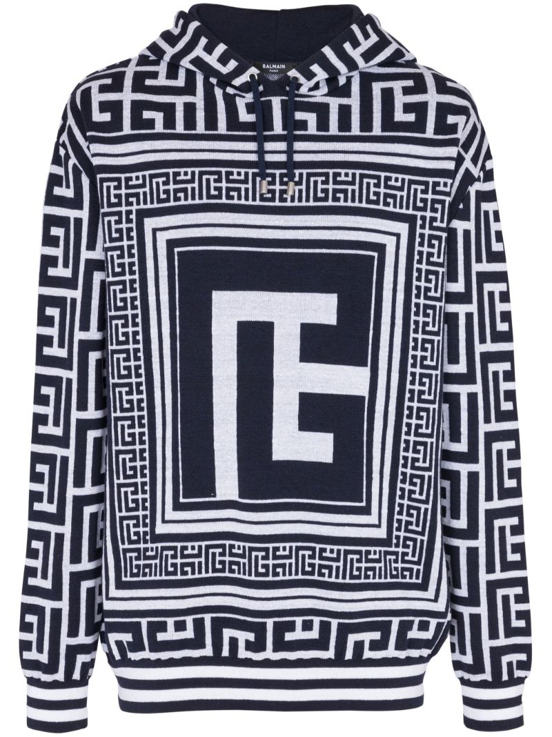Black Monogram Pattern Hoodie