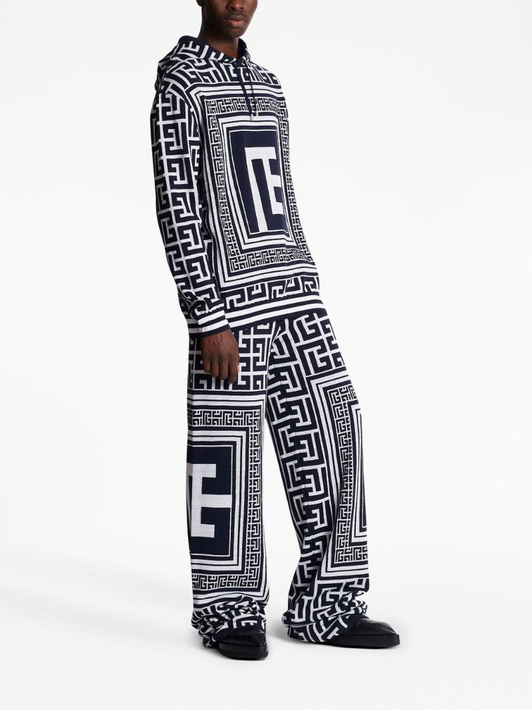 Black Monogram Pattern Hoodie