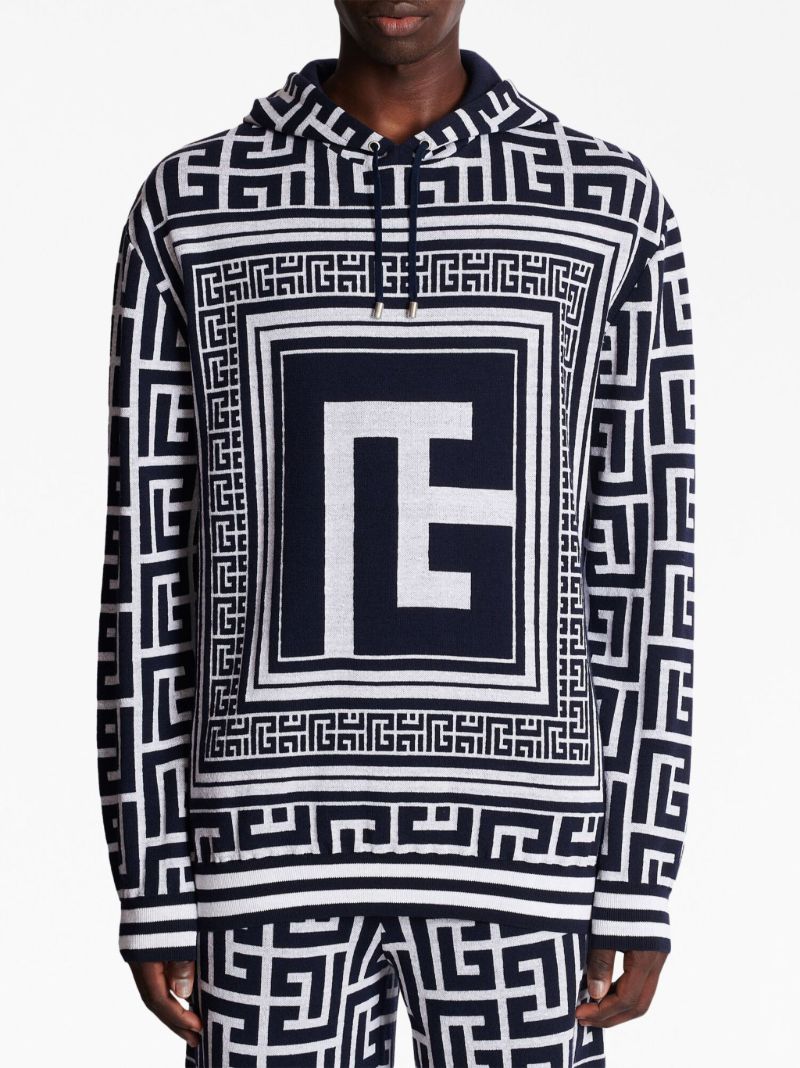 Black Monogram Pattern Hoodie