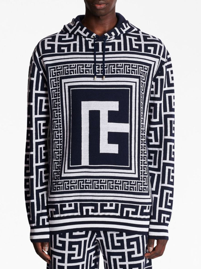 Black Monogram Pattern Hoodie