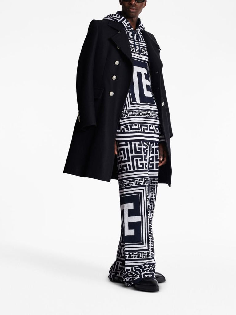 Black Monogram Pattern Hoodie
