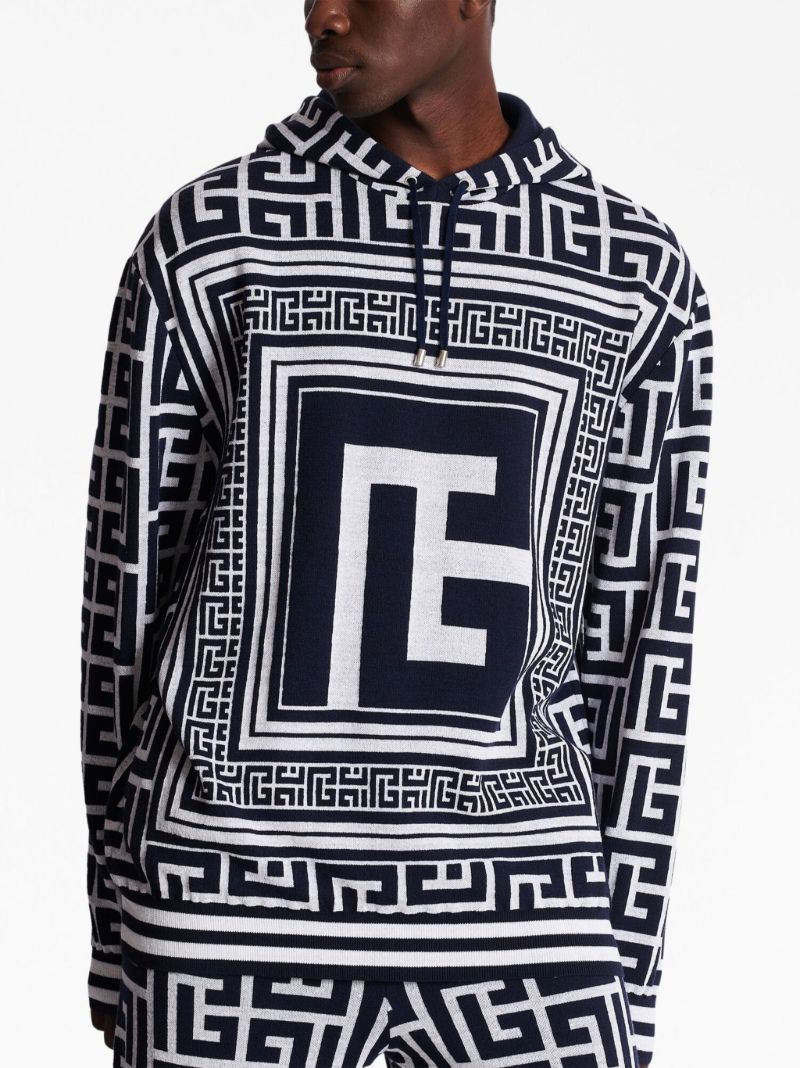 Black Monogram Pattern Hoodie