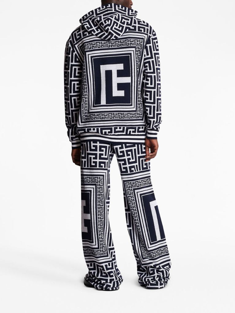 Black Monogram Pattern Hoodie