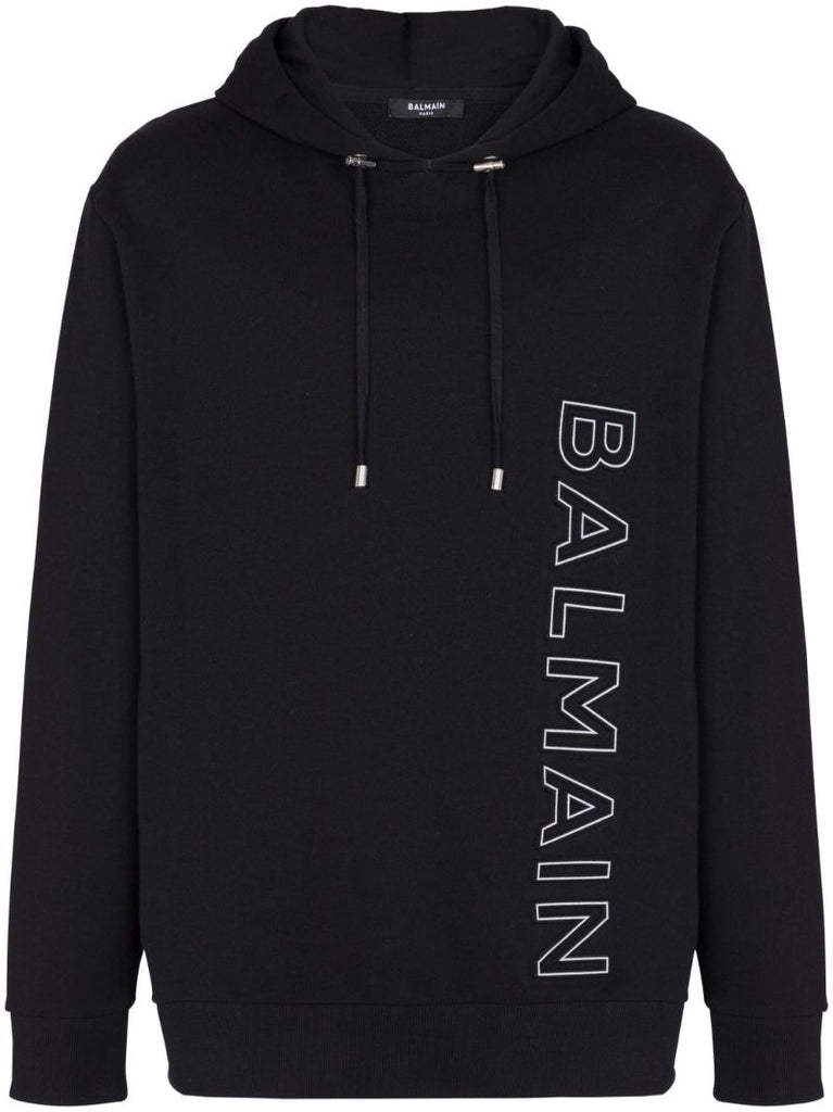 Black Logo Print Organic Cotton Hoodie