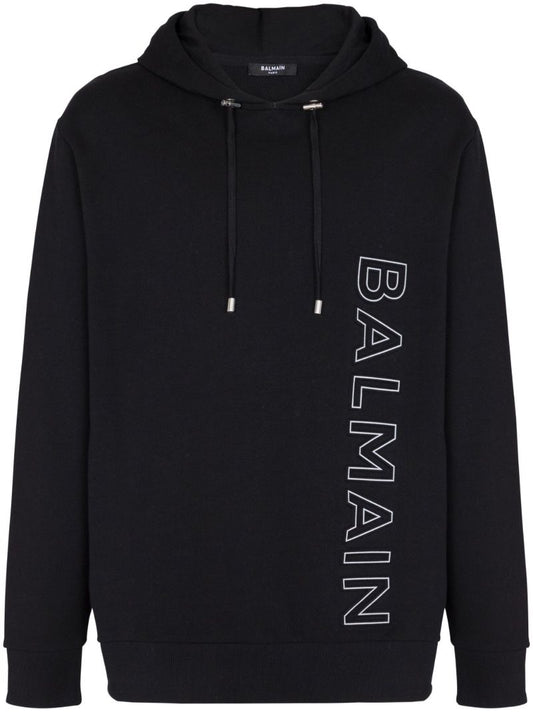 Black Logo Print Organic Cotton Hoodie