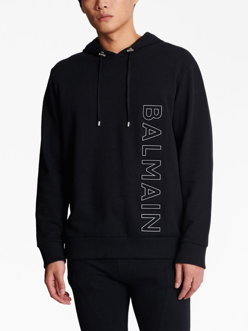 Black Logo Print Organic Cotton Hoodie