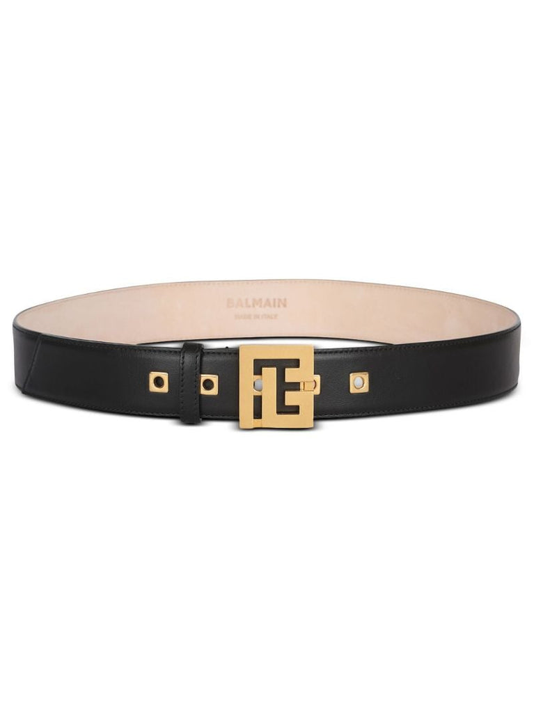 Black Logo-appliquÃ_x0083_Â© Leather Belt