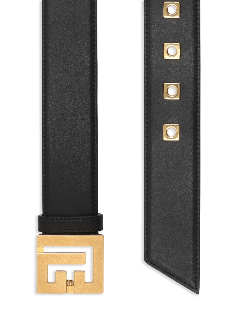 Black Logo-appliquÃ_x0083_Â© Leather Belt
