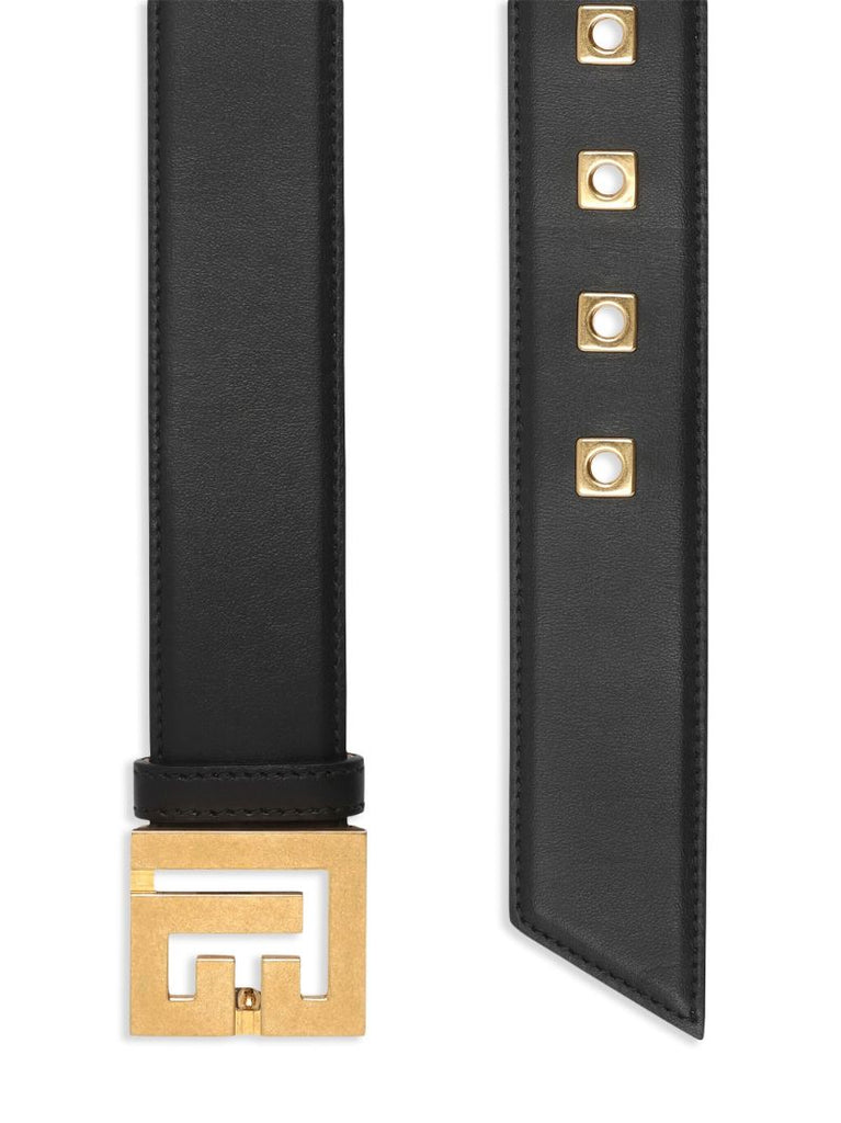 Black Logo-appliquÃ_x0083_Â© Leather Belt