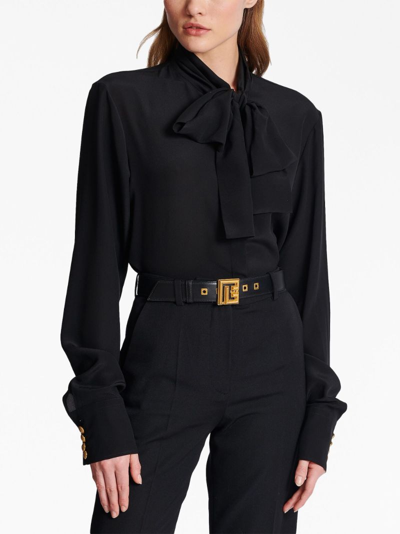 Black Logo-appliquÃ_x0083_Â© Leather Belt
