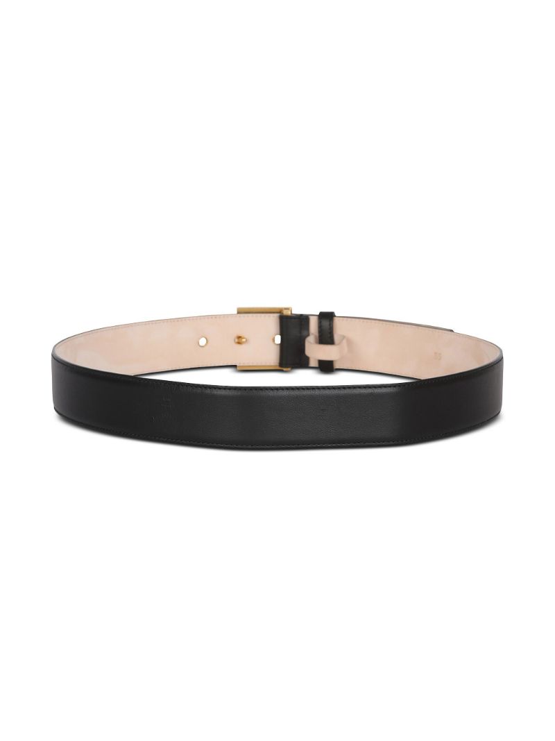 Black Logo-appliquÃ_x0083_Â© Leather Belt