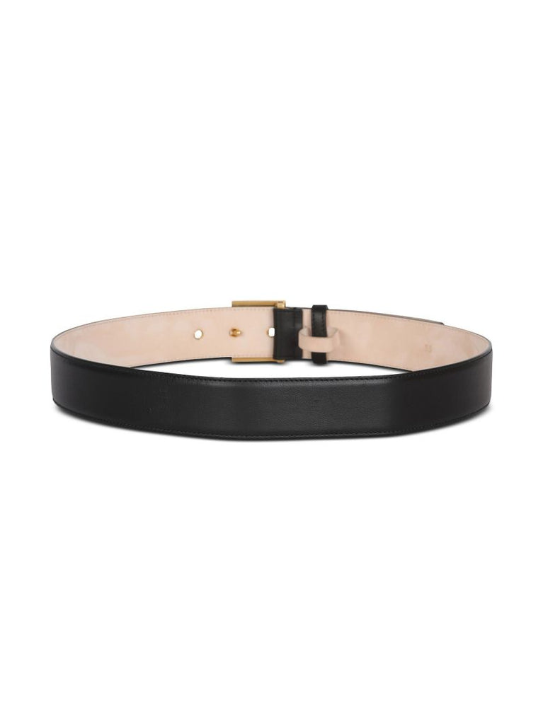 Black Logo-appliquÃ_x0083_Â© Leather Belt