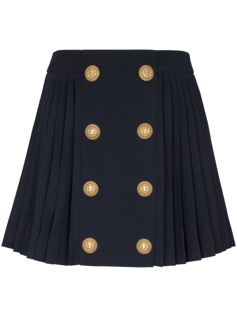 Black Pleated Wool Mini Skirt