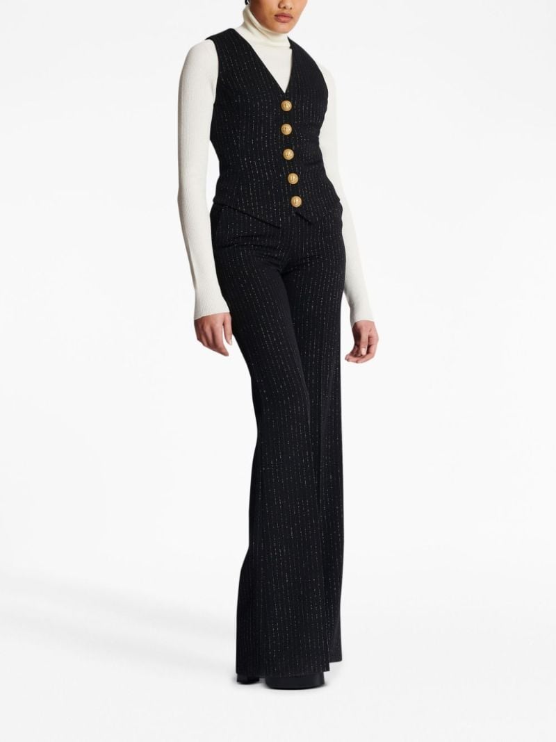 Black Lurex Striped Wool Waistcoat