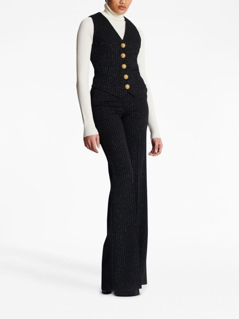 Black Lurex Striped Wool Waistcoat