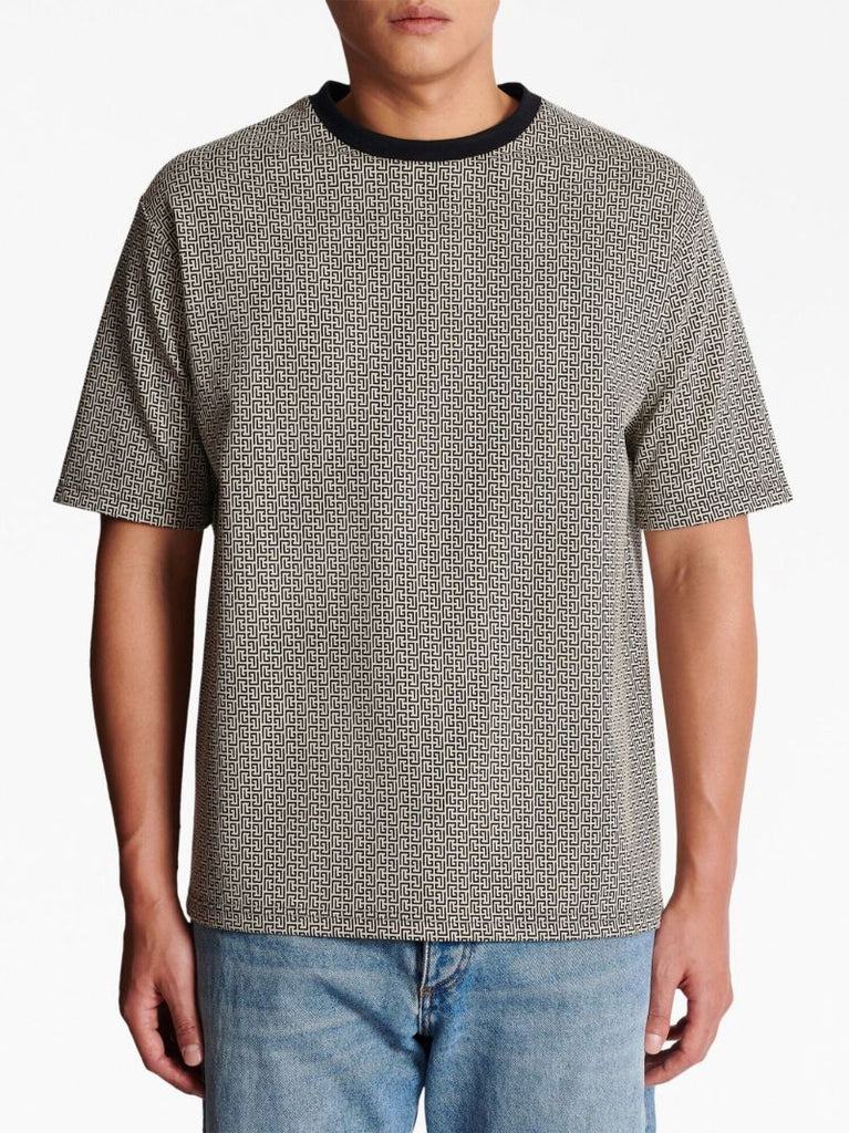 Black Monogram Print T-shirt