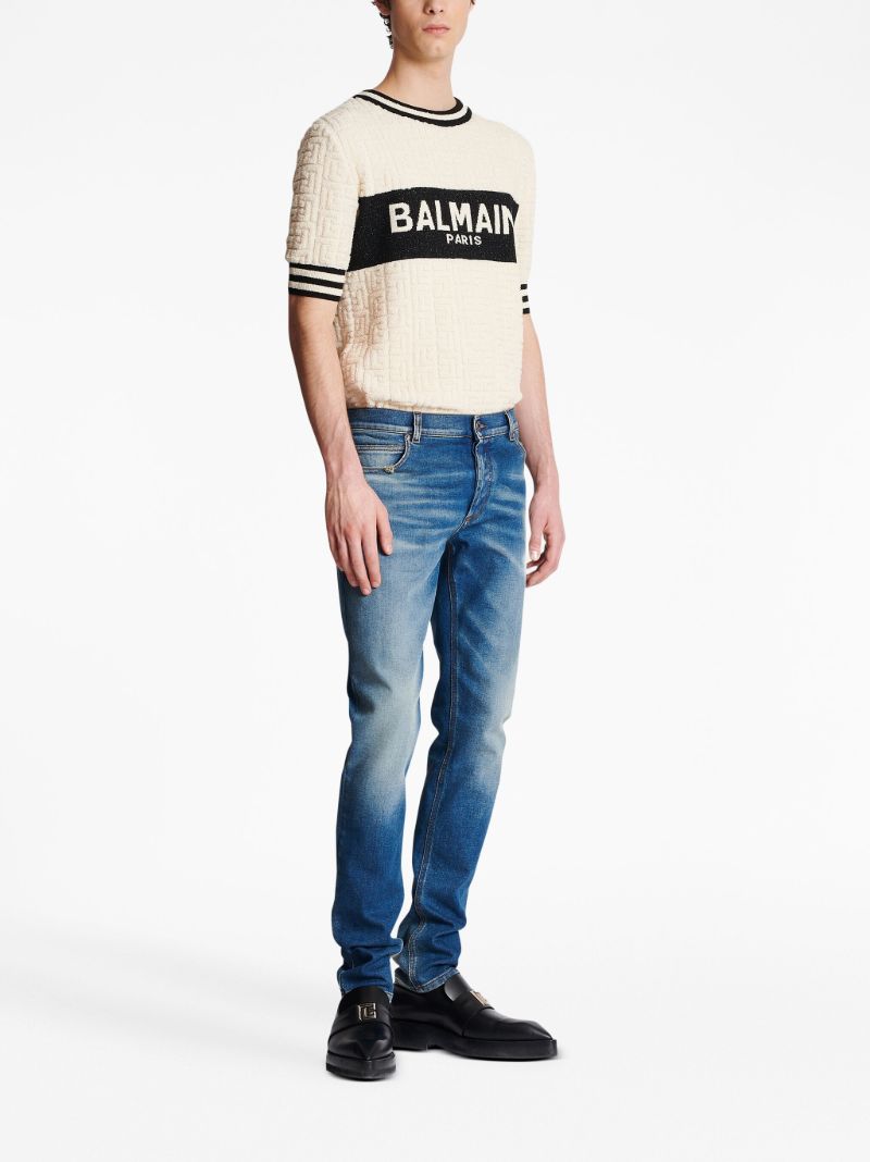 Blue Distressed Effect Denim Jeans