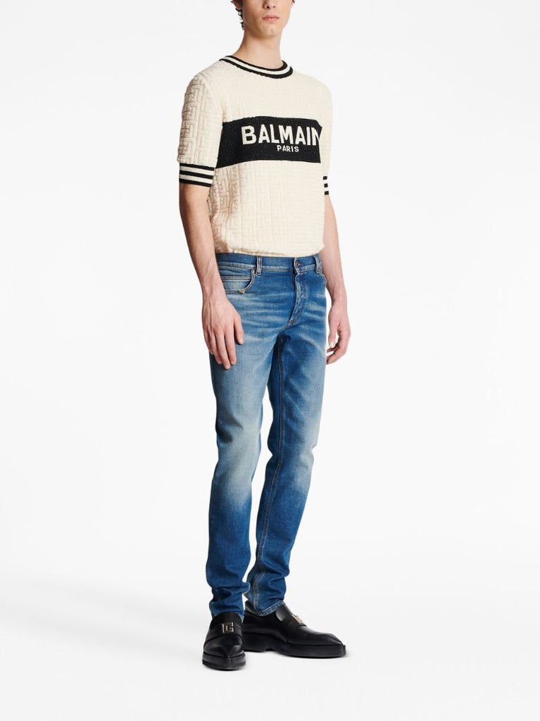 Blue Distressed Effect Denim Jeans