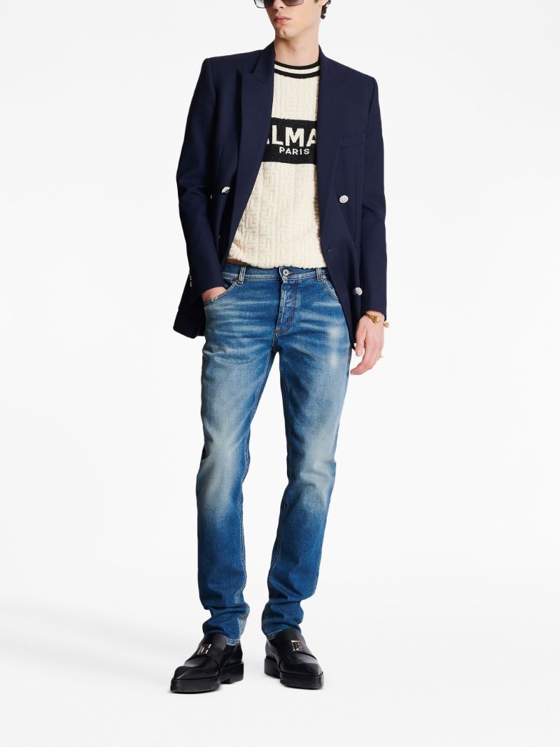 Blue Distressed Effect Denim Jeans