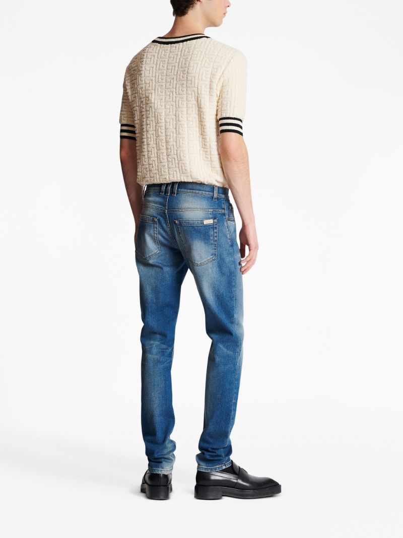 Blue Distressed Effect Denim Jeans