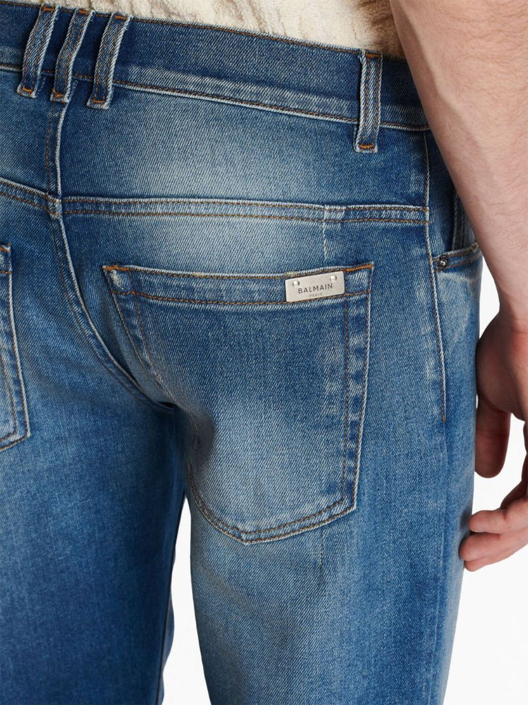 Blue Distressed Effect Denim Jeans