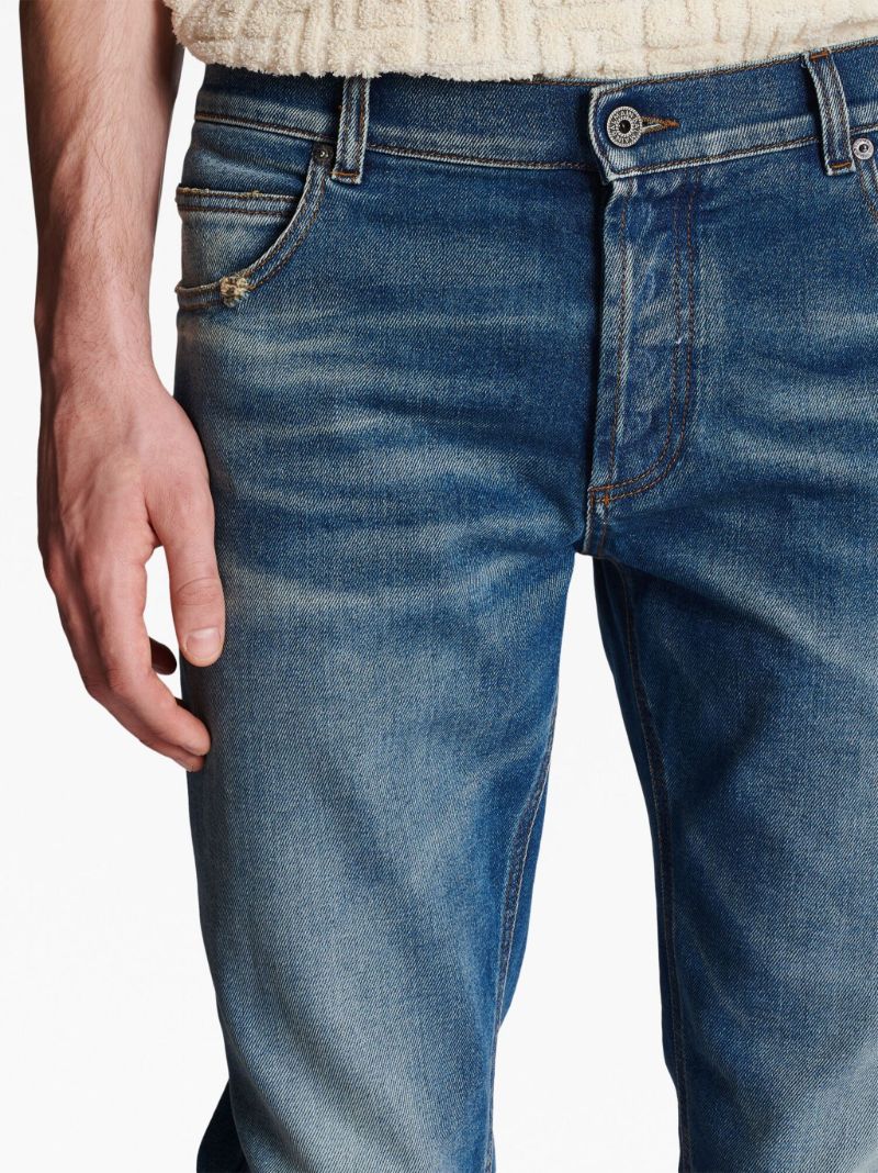 Blue Distressed Effect Denim Jeans