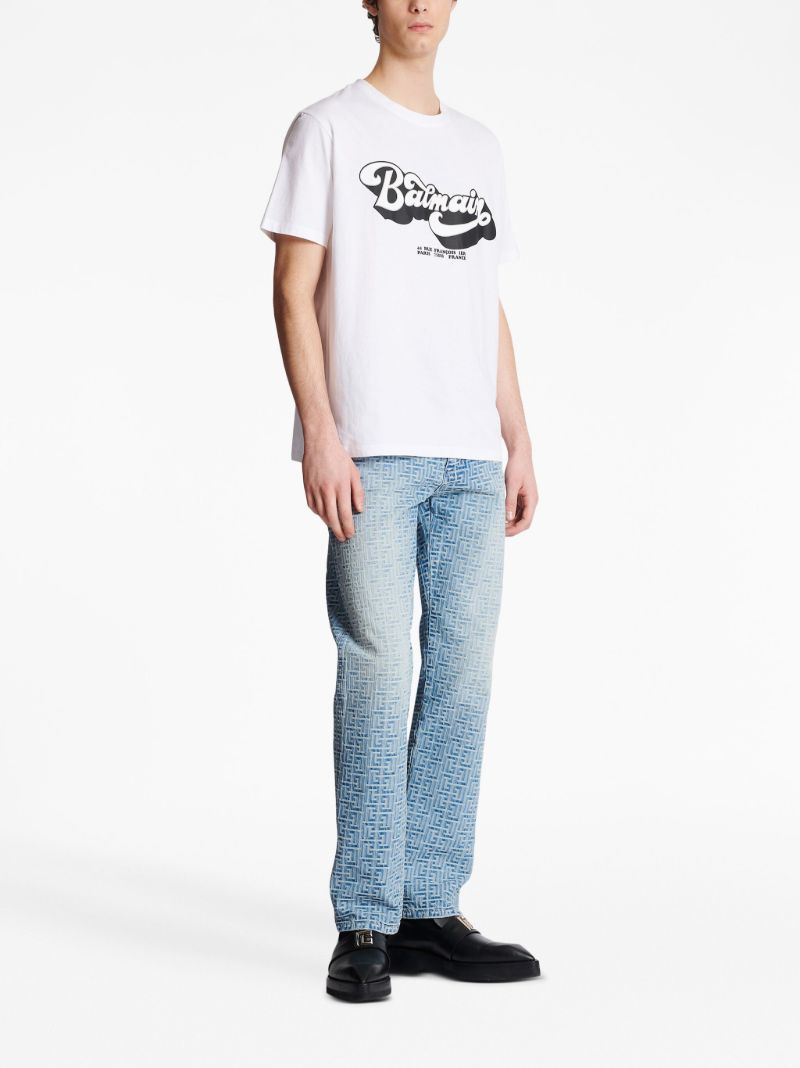 White Logo Print T-shirt
