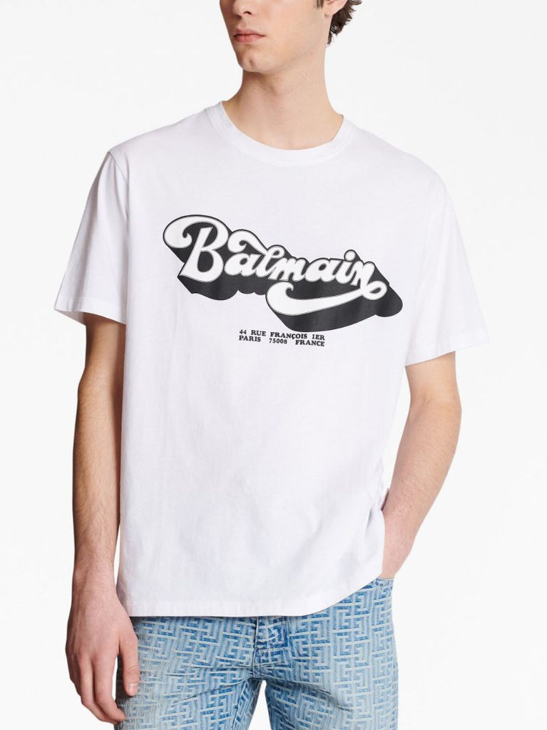 White Logo Print T-shirt
