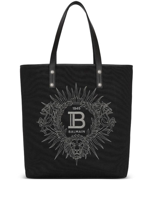 Black Embroidered Logo Tote Bag